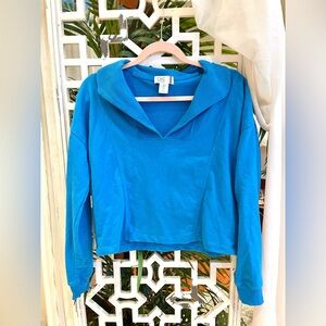 C&C California Bright Blue beachy surf style Sweatshirt w/ collar